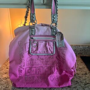 Pink Poppy Ombre Shoulder Bag with Silver Hardware